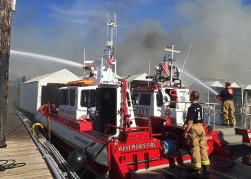 Narrows Marina Fire Endeavor Fire Boat